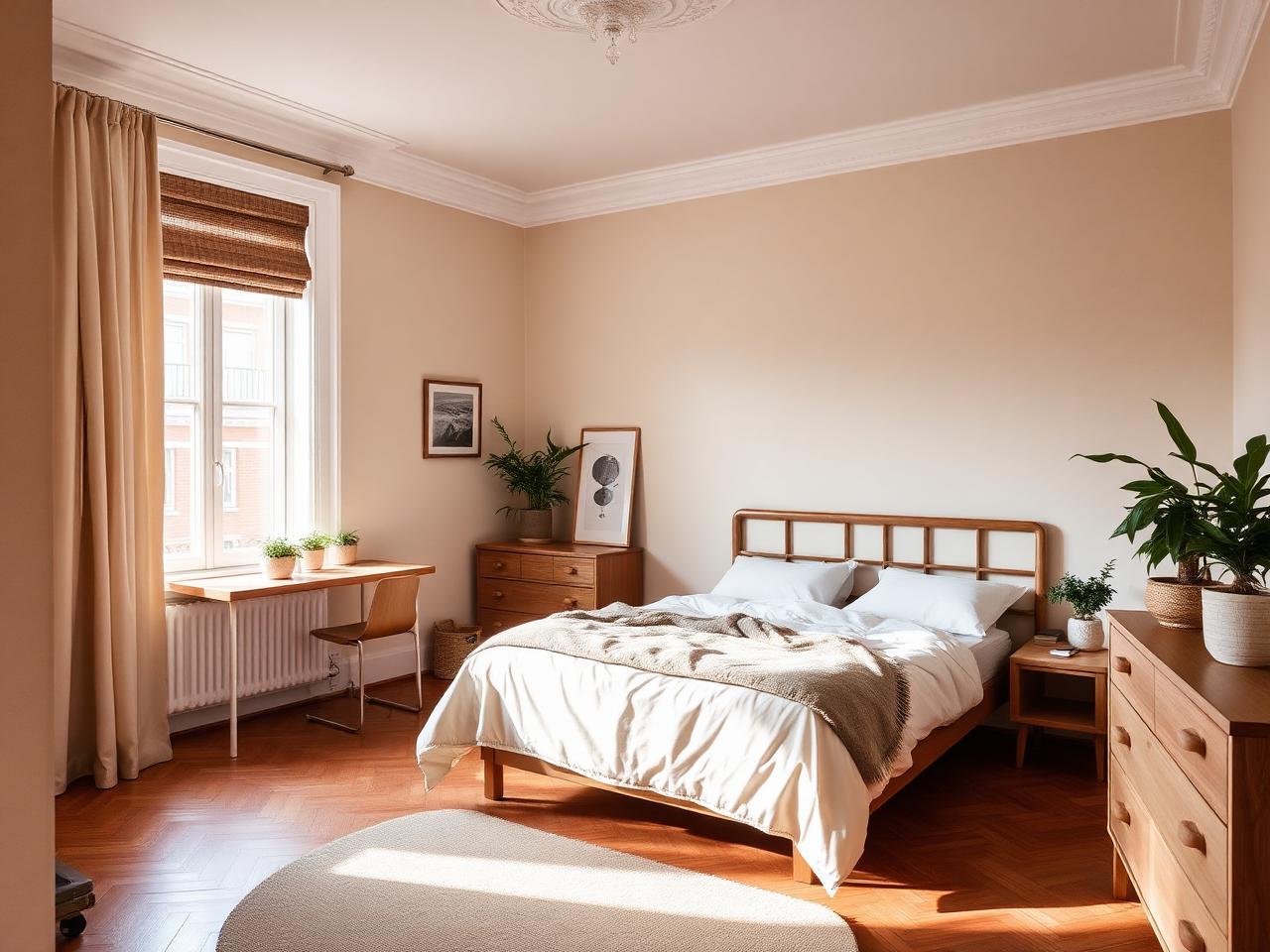 Warm bedroom in a shared home